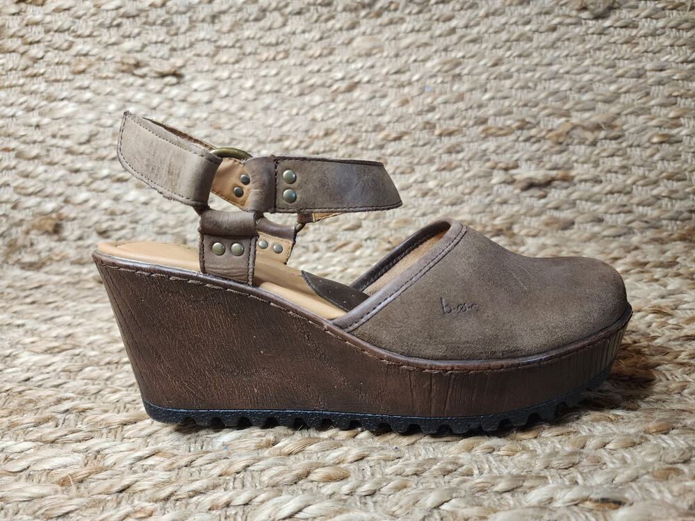 B.O.C. Rina Brown Suede Leather Platform Wedge Sandals Boho Women's Size 9 M
